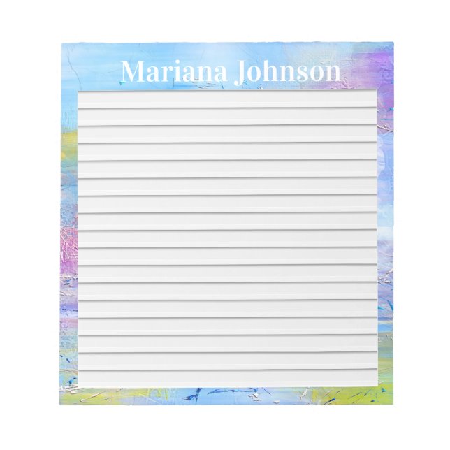 Bloco De Notas fundo abstrato azul e roxo com linhas (Frente)