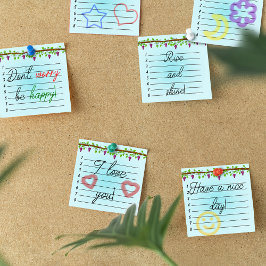 Bloco De Notas Fundo azul com vinha de 3" x 3"