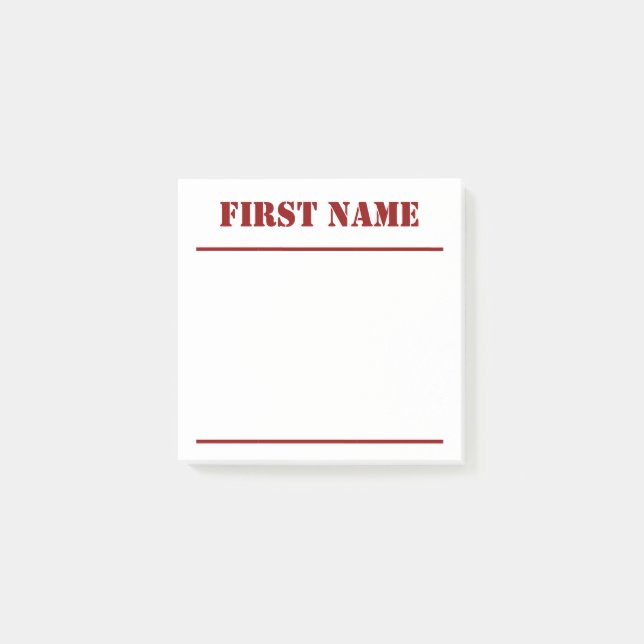 Bloco De Notas Fundo Branco com Nome Personalizado Vermelho Escur (Frente)