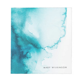 Bloco De Notas Fundo de Aquarela Azul Aqua