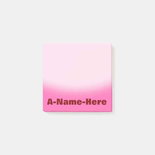 Bloco De Notas Fundo do rosa quente com nome corajoso marrom (Frente)