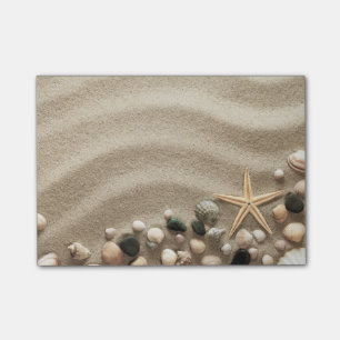 Bloco De Notas Fundo do Sandy Beach com escudos e estrela do mar