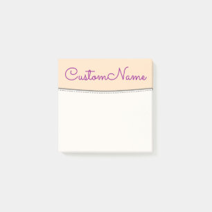 Bloco De Notas Fundo mínimo do Bisque & nome magenta escuro
