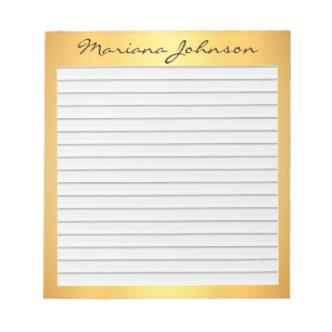 Bloco De Notas fundo ouro com linhas