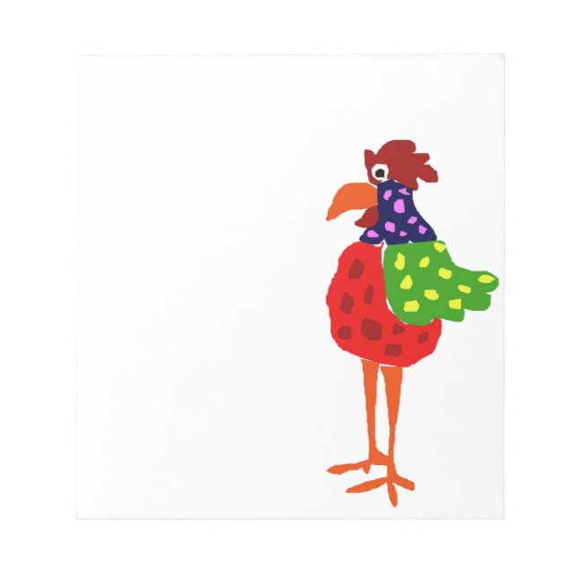 Bloco De Notas Funky Rooster Folk Art Design (Frente)