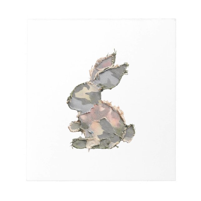 Bloco De Notas Funny Bunny Crochet Patchwork Camo Rabbit Happy Ea (Frente)