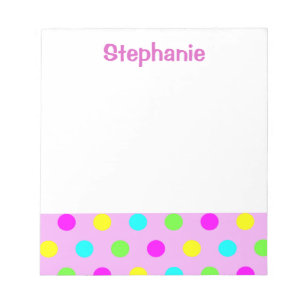 Bloco De Notas Funny Colorful Polka Dots Kids Name