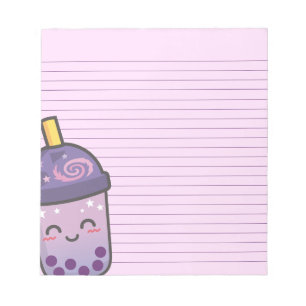 Bloco De Notas Galaxy Boba Tea Stationery Purple Lined Notepad