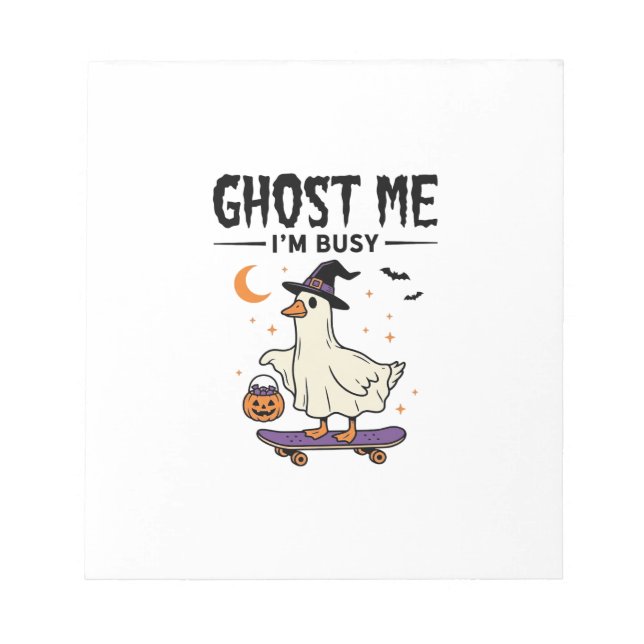Bloco De Notas Ganso de Halloween de skate fantasma ocupado (Frente)