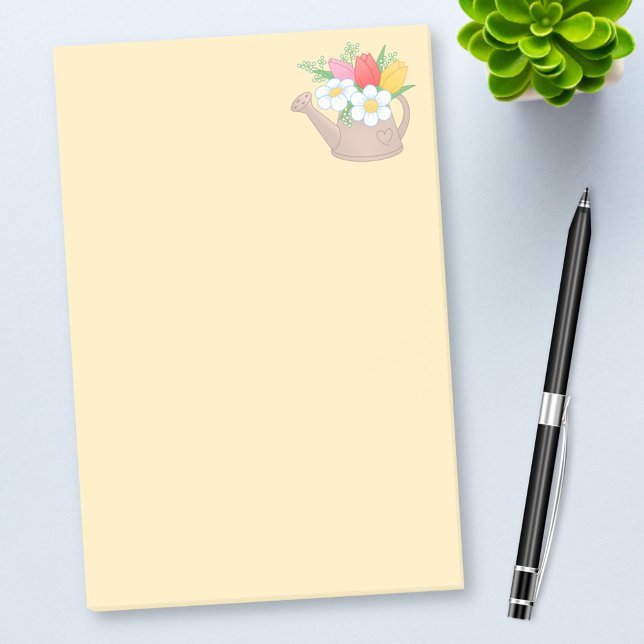 Bloco De Notas Garden Watering Can com Flores em Amarelo (Criador carregado)