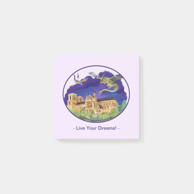 Bloco De Notas Gargula Notre Dame - Paris Sonhos Notas 3" x 3" (Frente)
