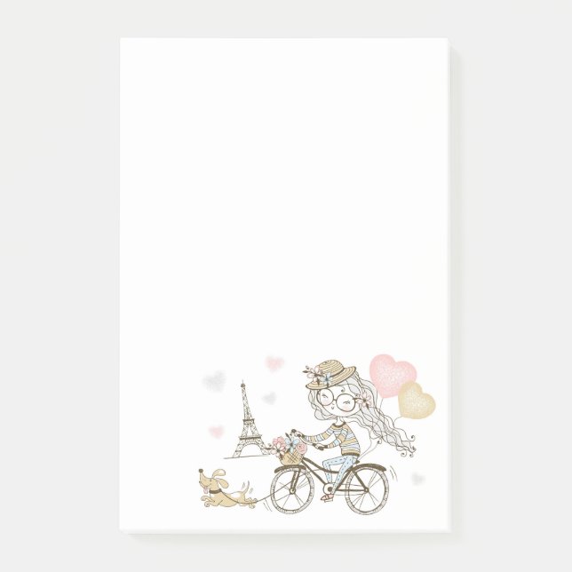 Bloco De Notas Garota bonita em Paris (Frente)