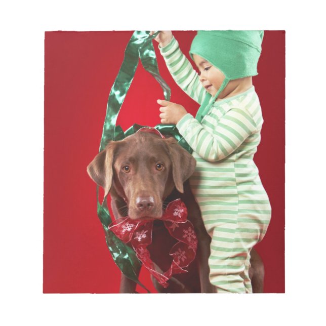 Bloco De Notas Garotinho decorando um cachorro (Frente)