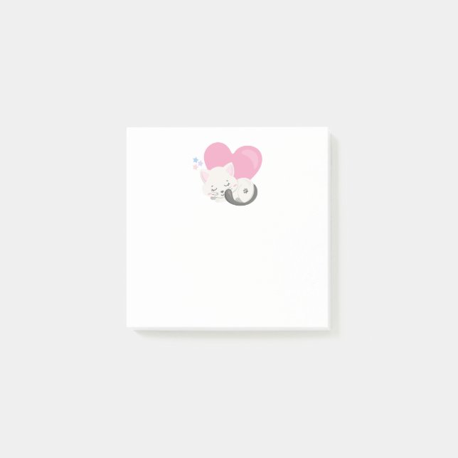 Bloco De Notas Gatinho Branco Bonito Dormindo (Frente)