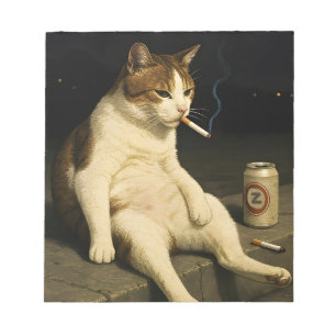 Bloco De Notas Gatinho de Cigarro Meme Engraçado de Gato Fumando