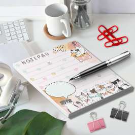 Bloco De Notas Gatinho de Gatos Cuxos com Fundo Rosa de Impressão