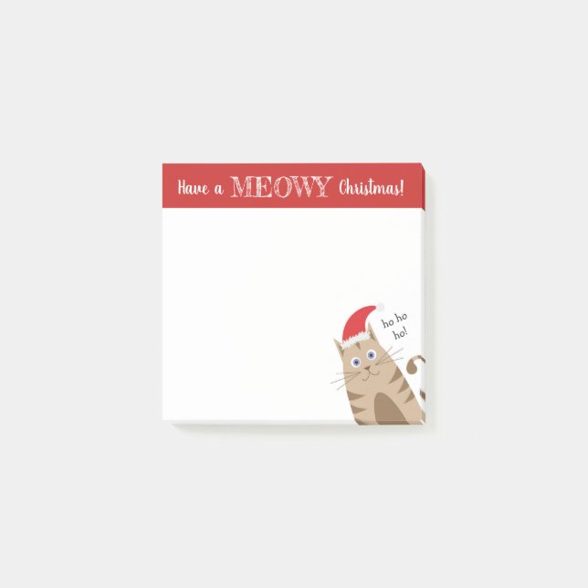 Bloco De Notas Gatinho de natal vermelho-papai noel  (Frente)