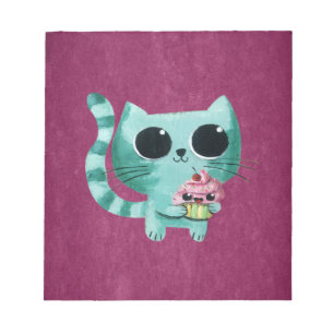 Bloco De Notas Gatinho Fofo com Cupcake Kawaii