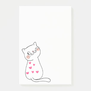 Bloco De Notas Gatinho Fofo Corações Rosa Desenho Kitty Gato