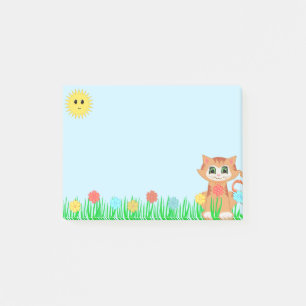 Bloco De Notas Gatinho Fofo em Azul Claro