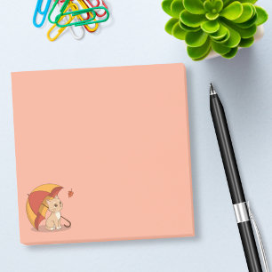 Bloco De Notas Gatinho Fofo Gato Vermelho Amarelo Guarda-chuva Qu