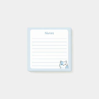 Bloco De Notas Gatinho Gatinho Chibi de Pastel Azul Kawaii