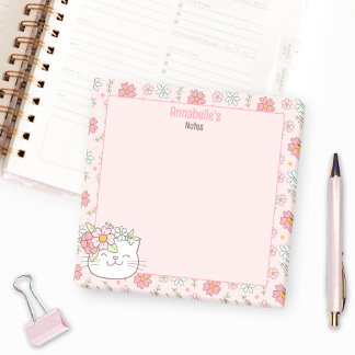 Bloco De Notas Gatinho Gatinho Gatinho Cor-de-Rosa Nome Floral