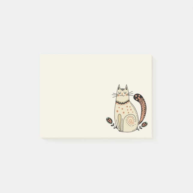 Bloco De Notas Gatinho Gato Retro Meados do Século (Frente)
