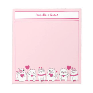 Bloco De Notas Gatinhos Brancos Cujos Filhos Nome Personalizado B