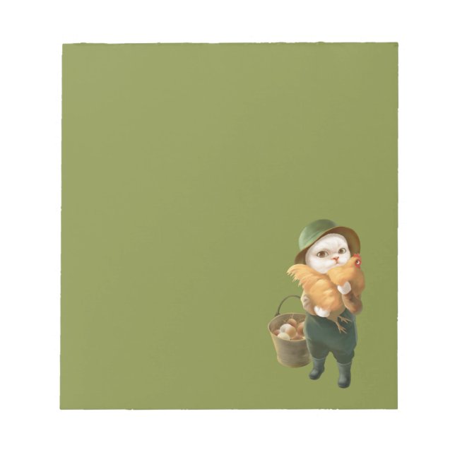 Bloco De Notas Gato Adorável com Hen na Fazenda (Frente)