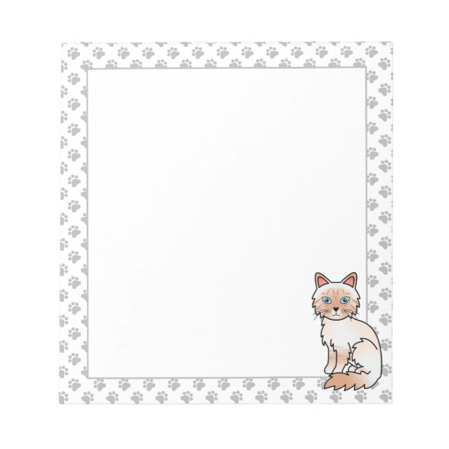 Bloco De Notas Gato Atigrado Vermelho Ponto Birman / Ragdoll Fofo (Frente)
