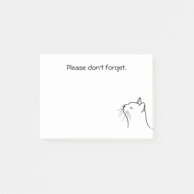 Bloco De Notas Gato bonitinho desenhando preto olhando notas post (Frente)