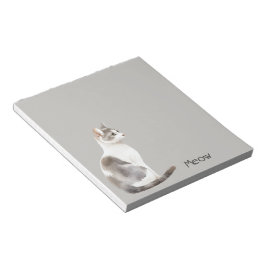 Bloco De Notas Gato Branco Cinza