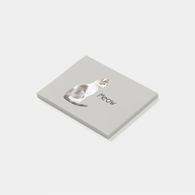 Bloco De Notas Gato Branco Cinza (Inclinado)
