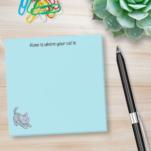 Bloco De Notas Gato Cinza Listrado Esticado Texto Personalizado A