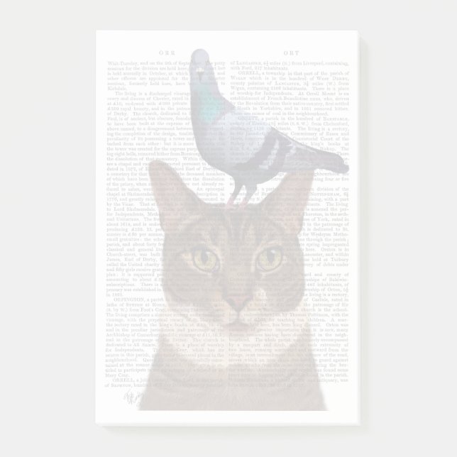 Bloco De Notas Gato com Pombo na Cabeça (Frente)