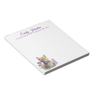 Bloco De Notas Gato de Aquarela em Papel de Carta Personalizado d