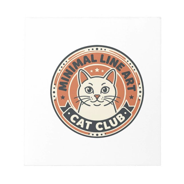 Bloco De Notas Gato de Arte de Linha Minimal Presente para Amante (Frente)