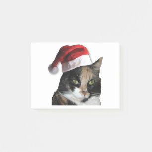 Bloco De Notas Gato de Calico bonito Vestindo Papai Noel
