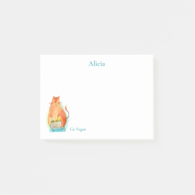 Bloco De Notas Gato de Cartoon Ecológico de Laranja Vegan (Frente)