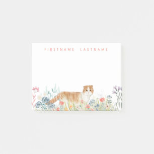 Bloco De Notas Gato de dobra escocesa Monograma Floral