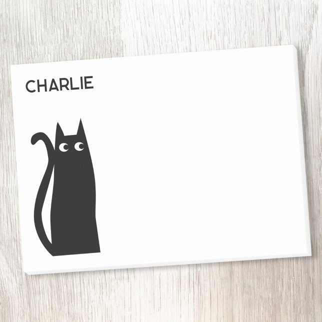 Bloco De Notas Gato de Gato Preto Personalizado (Black cat personalized post it notes)