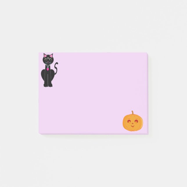 Bloco De Notas Gato de Halloween e Abóbora (Frente)