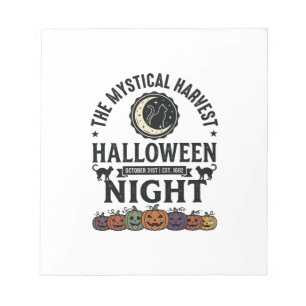 Bloco De Notas Gato de Halloween Gatos Pretos Abóboras Vintage En