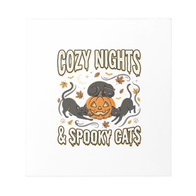 Bloco De Notas Gato de Halloween Magia de Outono (Frente)