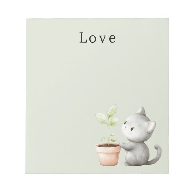 Bloco De Notas Gato de Jardim com Amor às Plantas (Frente)