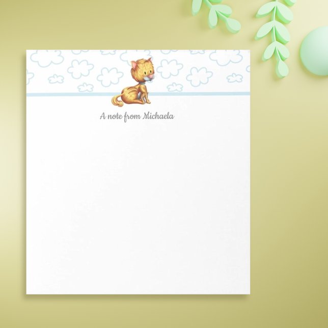 Bloco De Notas Gato de Laranja Azul-Branco-Cinto (Cute personalized cat notepad for every day use
By Kinda Cute by Patricia Alvarez)