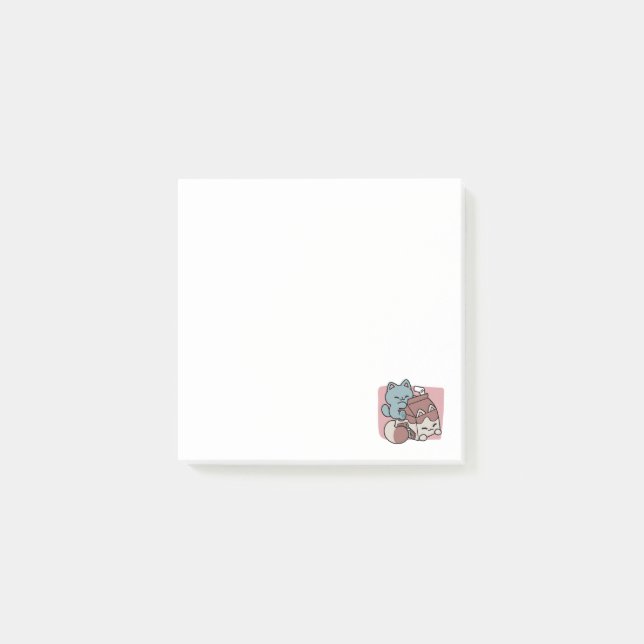 Bloco De Notas Gato de Leite Chocolate Kawaii – Bebida Aconchegan (Frente)
