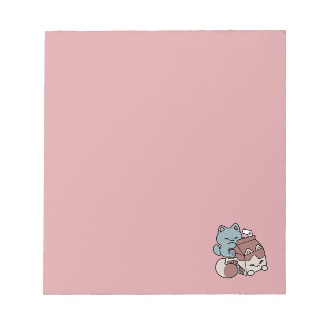 Bloco De Notas Gato de Leite de Chocolate Kawaii – Bebida Aconche (Frente)