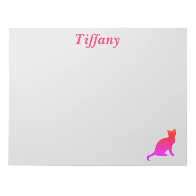 Bloco De Notas Gato de ombre fofo personalizado (Frente)